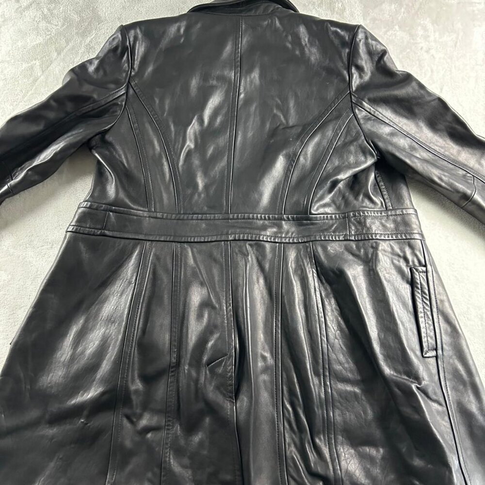 Jones New York Women Leather Jacket Size Large Long Sleeve Button Black - Picture 5 of 5
